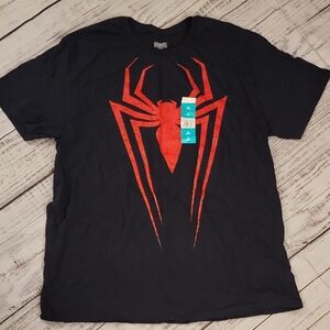 Marvel Men's Black Tee with Red Spider Design